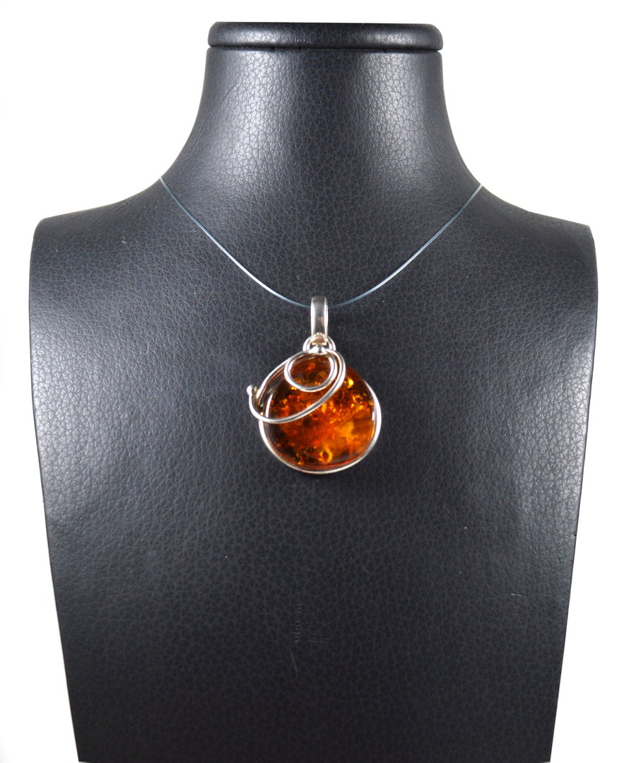 Ciondolo pendente donna in ambra naturale baltica e argento 925 senza catena 