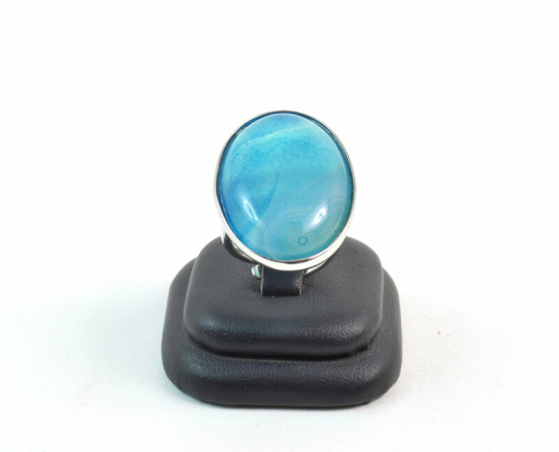 Anello in Agata Blu ovale e Argento 925