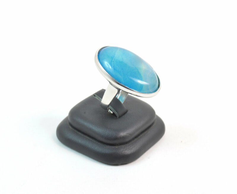 Anello in Agata Blu ovale e Argento 925 - immagine 4