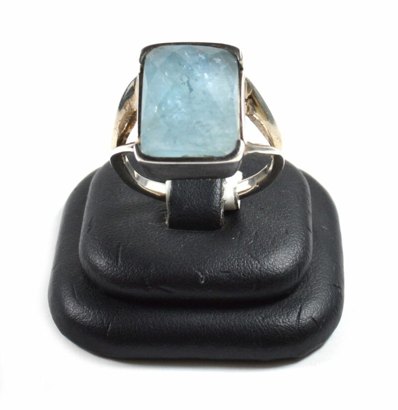 Anello in Argento 925 con Acquamarina Rettangolare