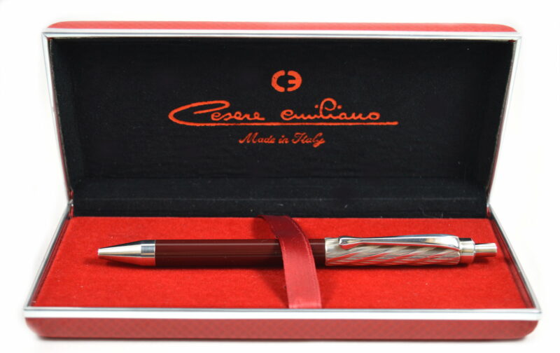 Penna Sfera in Argento 925 e Resina lucida rossa firmata CESARE EMILIANO