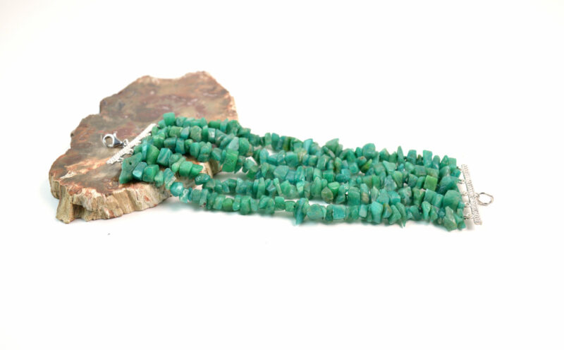 Bracciale a 5 fili in Agata Verde e chiusura in Argento 925