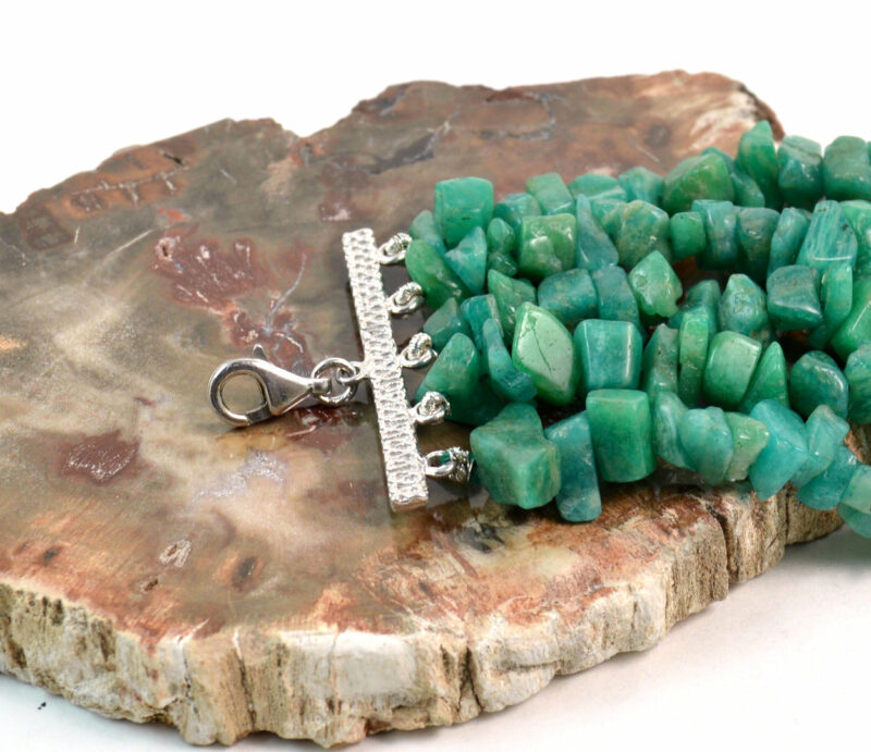 Bracciale a 5 fili in Agata Verde e chiusura in Argento 925 - immagine 3