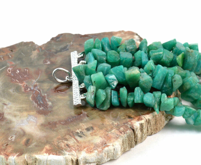 Bracciale a 5 fili in Agata Verde e chiusura in Argento 925 - immagine 2
