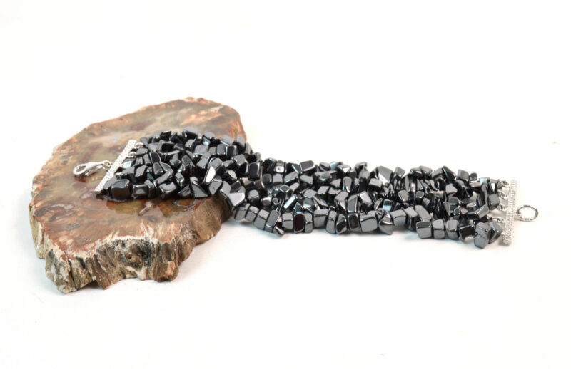 Bracciale a 5 fili in Ematite e chiusura in Argento 925