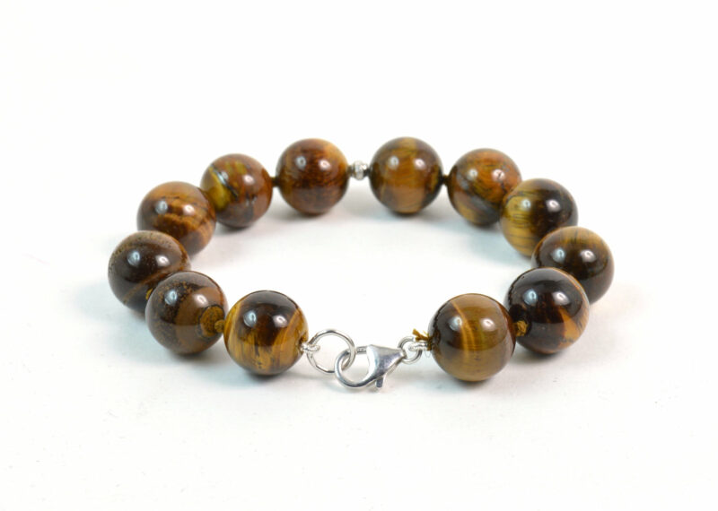 Bracciale in Occhio di Tigre, Intercalari e chiusura in Argento 925 - immagine 2