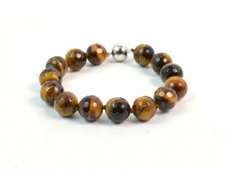 Bracciale in Occhio di Tigre e chiusura in Argento 925