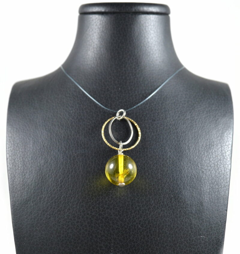 Ciondolo in Copale Verde ( Ambra ) Argento 925