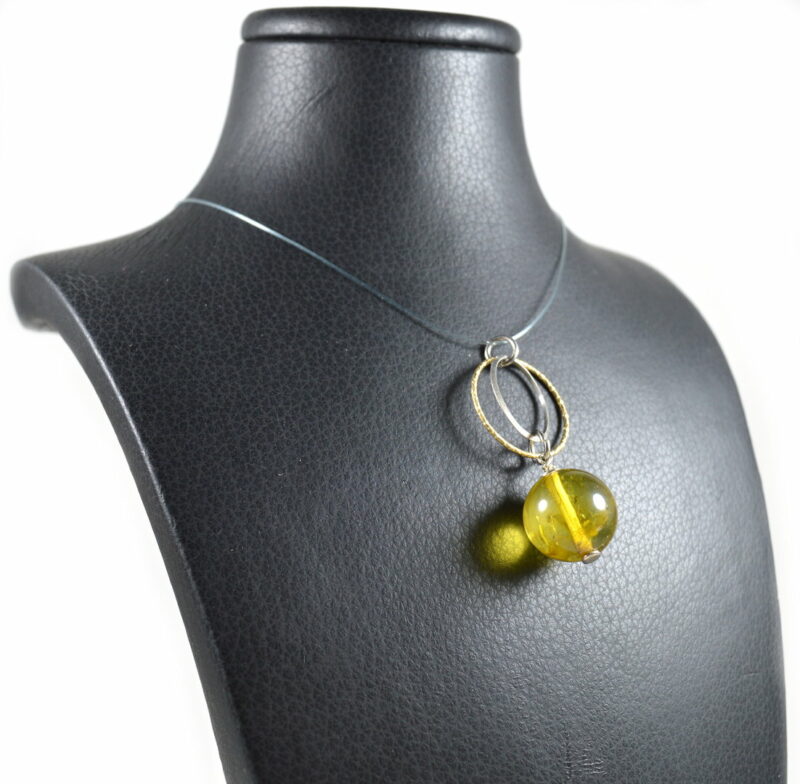 Ciondolo in Copale Verde ( Ambra ) Argento 925 - immagine 4