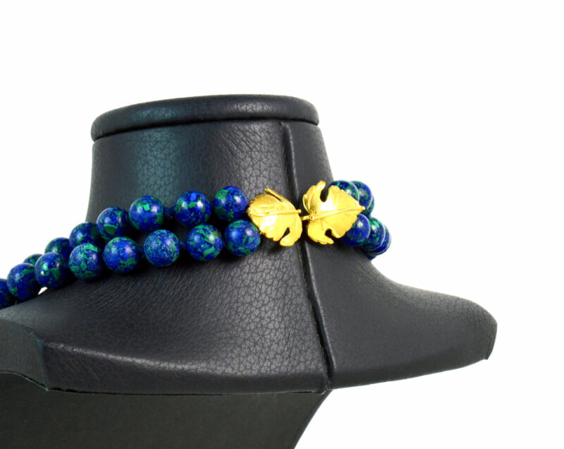 Collana a due fili in Azzurrite e chiusura in Argento Dorato 925 - immagine 4