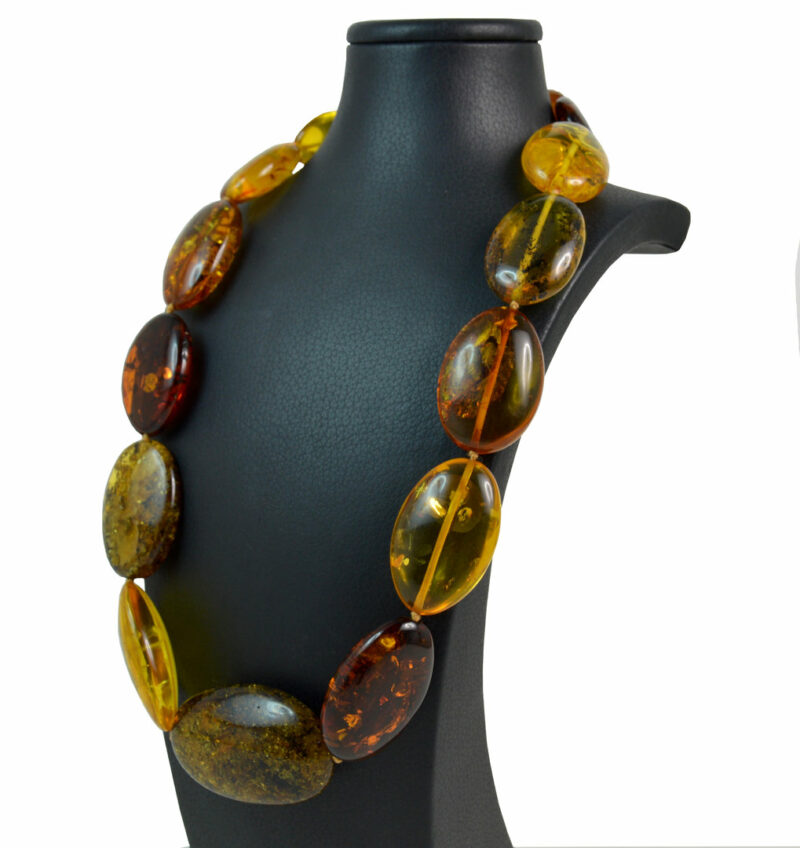 Collana a Scalare in Ambra Baltica Multicolor e chiusura in Argento 925. - immagine 3