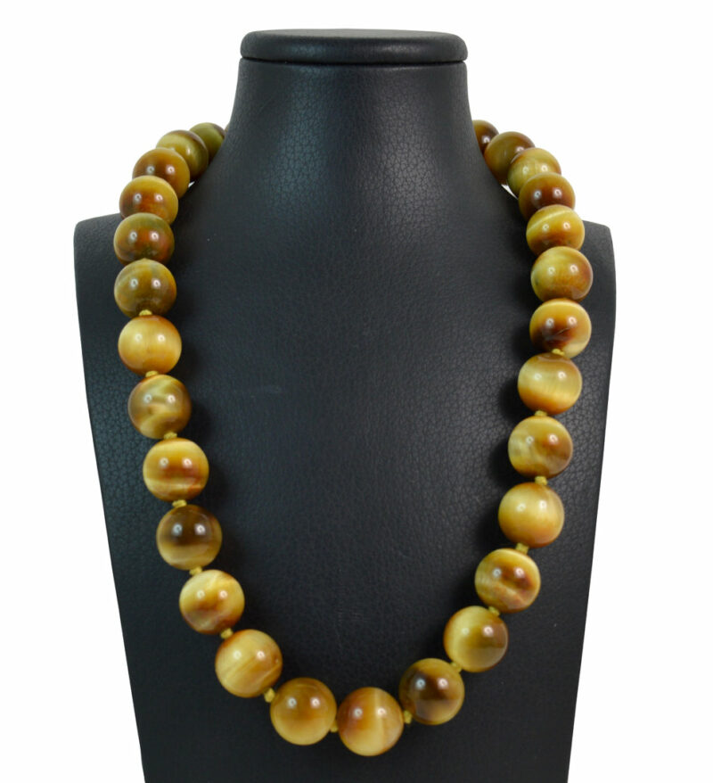 Collana in Occhio di Tigre e chiusura in Argento 925 dorato