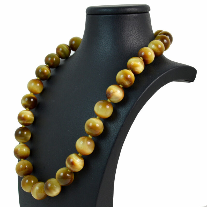 Collana in Occhio di Tigre e chiusura in Argento 925 dorato - immagine 2