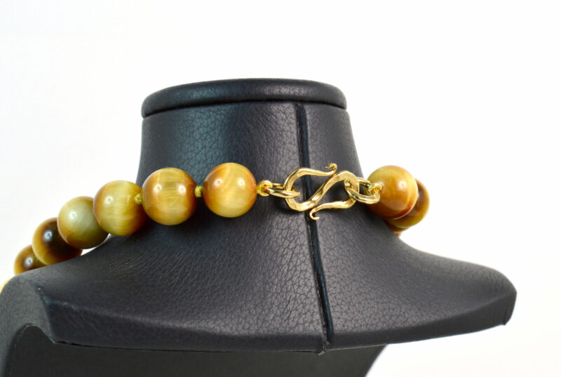 Collana in Occhio di Tigre e chiusura in Argento 925 dorato - immagine 3