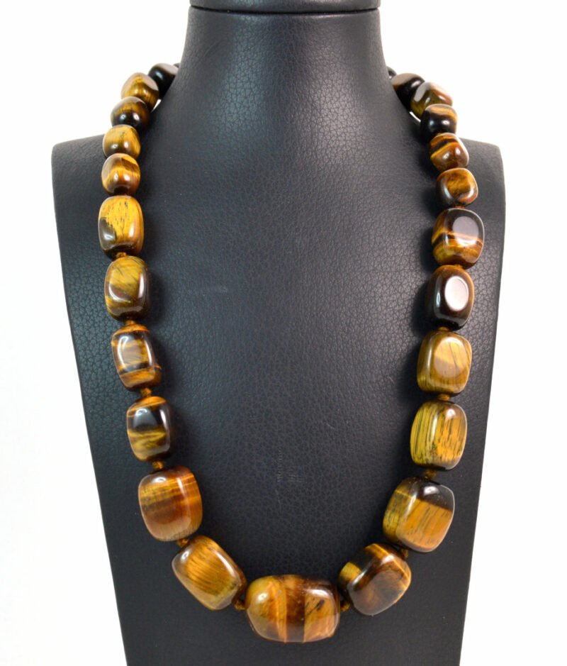 Collana a scalare in Occhio di Tigre con chiusura in Argento 925