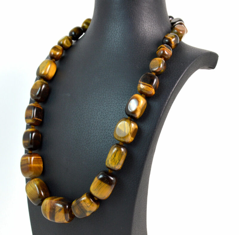 Collana a scalare in Occhio di Tigre con chiusura in Argento 925 - immagine 2