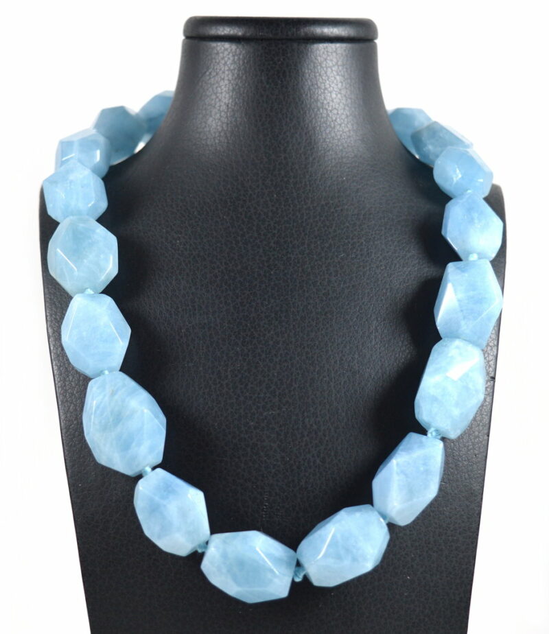 Collana in Acquamarina e chiusura in Argento 925 e Cubic Zirconia Bianchi - immagine 3