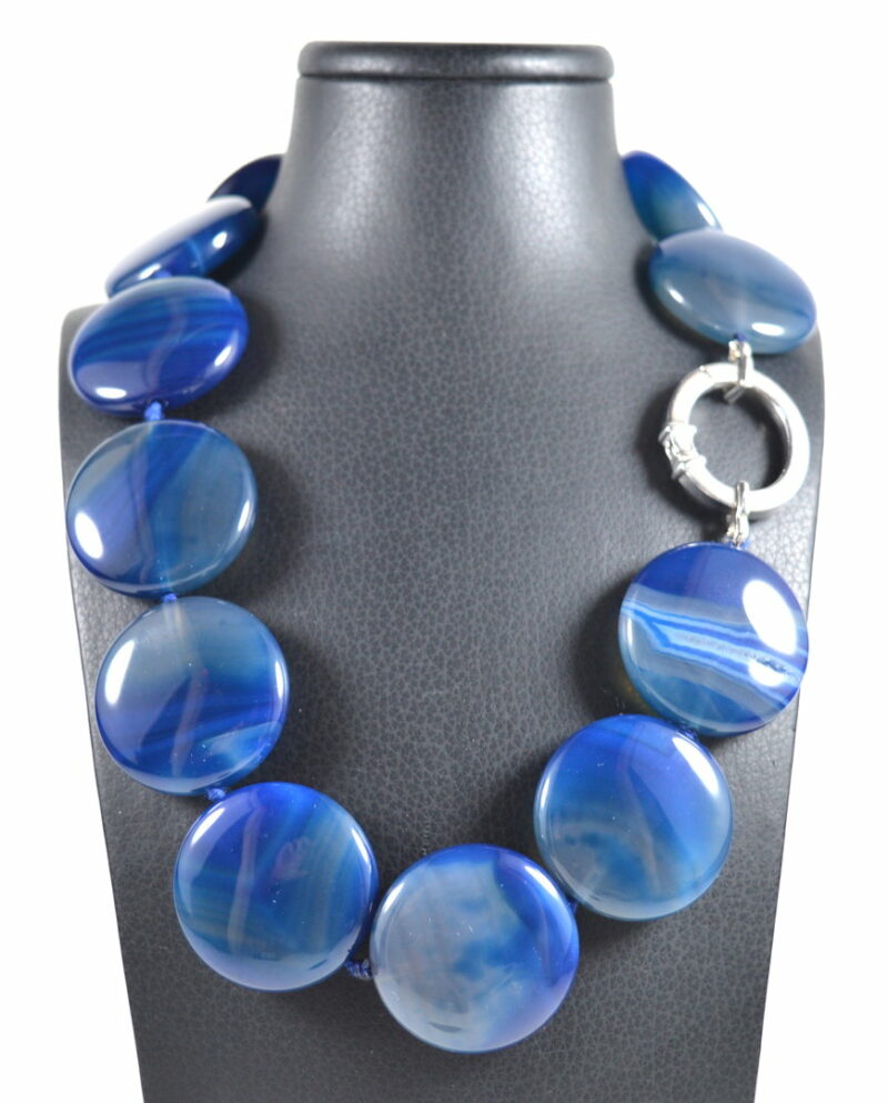 Collana in Agata Blu e Chiusura in Argento 925