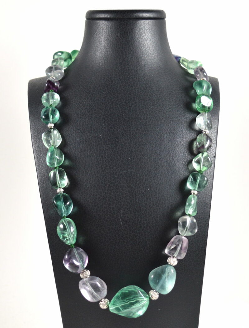 Collana a Scalare in Fluorite con Intercalari e Chiusura in Argento 925