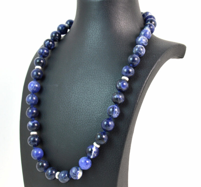 Collana in Sodalite, Intercalari e chiusura in Argento 925 - immagine 2