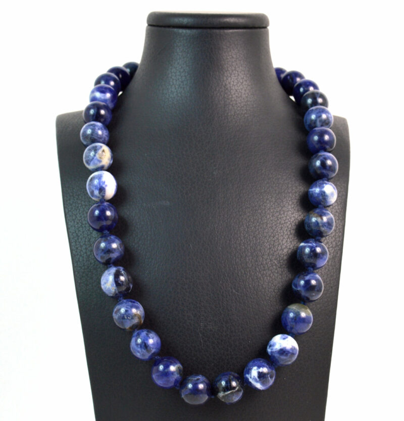 Collana in Sodalite Liscia con chiusura in Argento 925