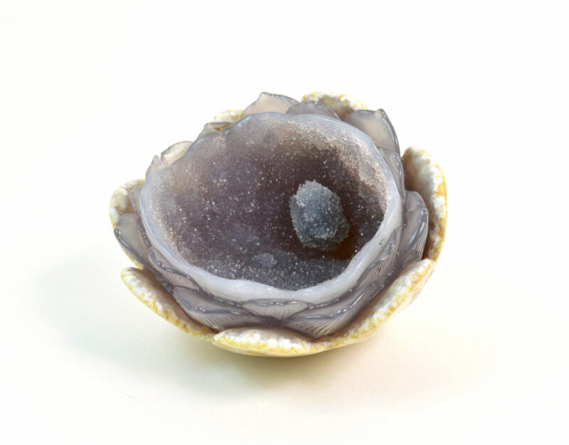Geode in Agata a forma di Fiore. Soprammobile, Idea Regalo