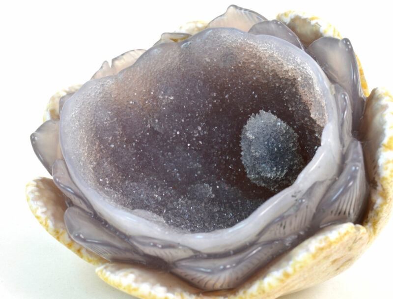 Geode in Agata a forma di Fiore. Soprammobile, Idea Regalo - immagine 5