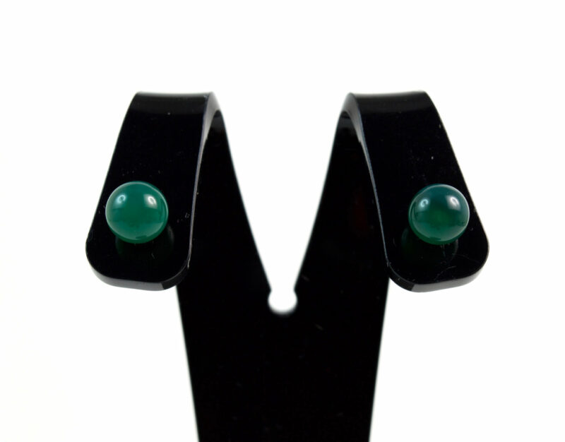 Orecchini a lobo in Agata Verde (Ø 8 mm circa) e Argento 925 - immagine 3