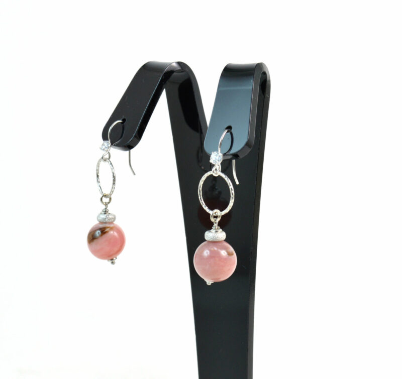 Orecchini pendenti in Opale Rosa,Argento 925 e Cubic Zirconia - immagine 3