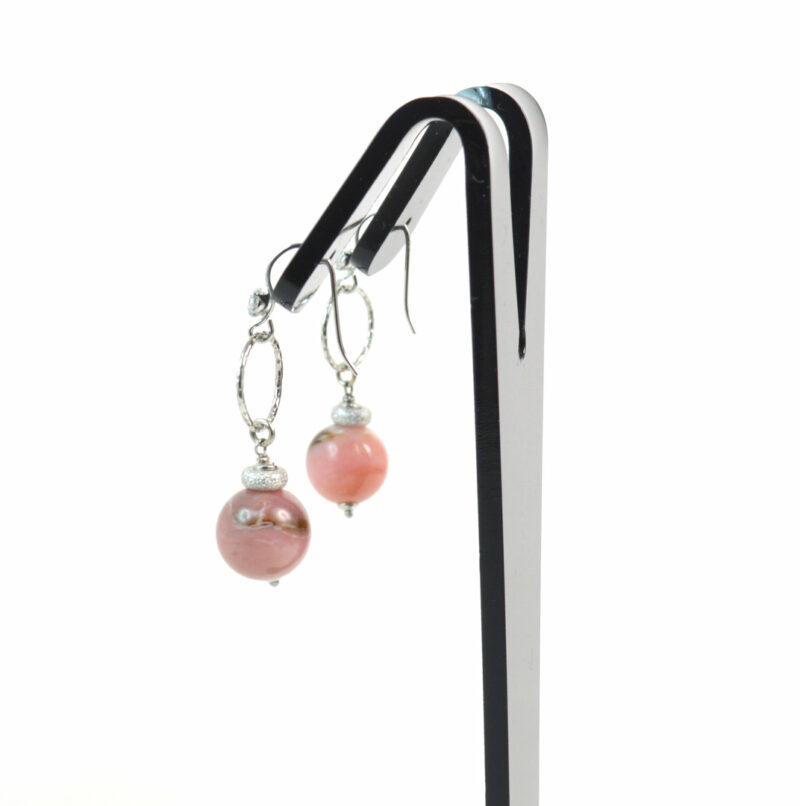 Orecchini pendenti in Opale Rosa,Argento 925 e Cubic Zirconia - immagine 2