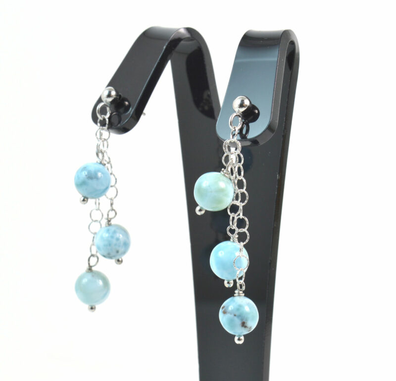 Orecchini Pendenti in Larimar e Argento 925 - immagine 3