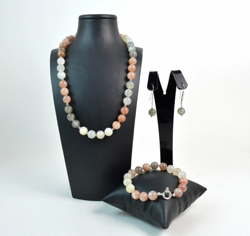 Parure in Argento 925 e Pietra di Luna Multicolor