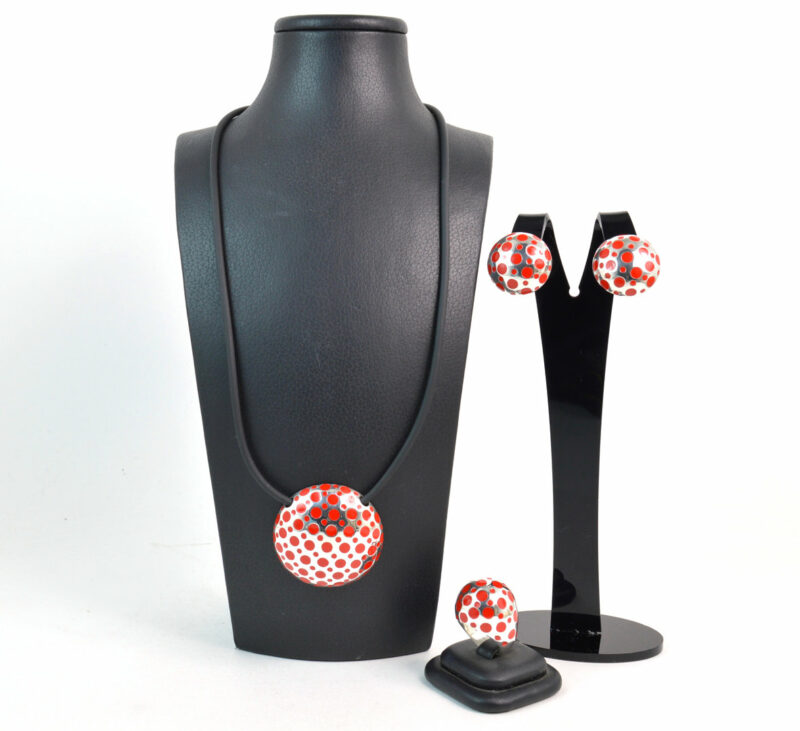 Parure Pois in Argento 925 e Smalto Rosso