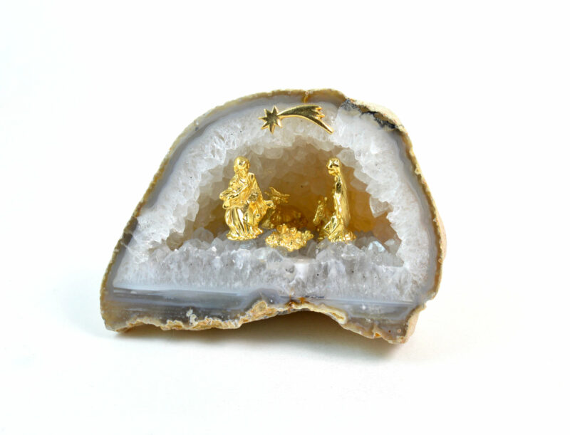 Presepe in Geode di Agata. Soprammobile, Idea Regalo