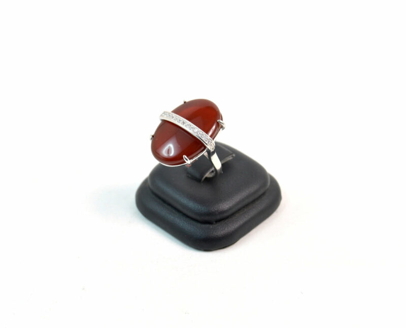 Anello in Argento 925 con Corniola e Zirconi - immagine 4