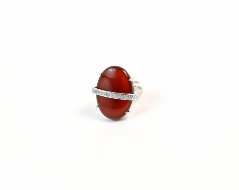 Anello in Argento 925 con Corniola e Zirconi - immagine 3
