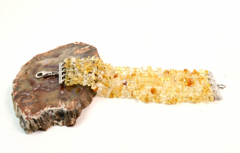 Bracciale a 5 fili in Citrino e chiusura in Argento 925