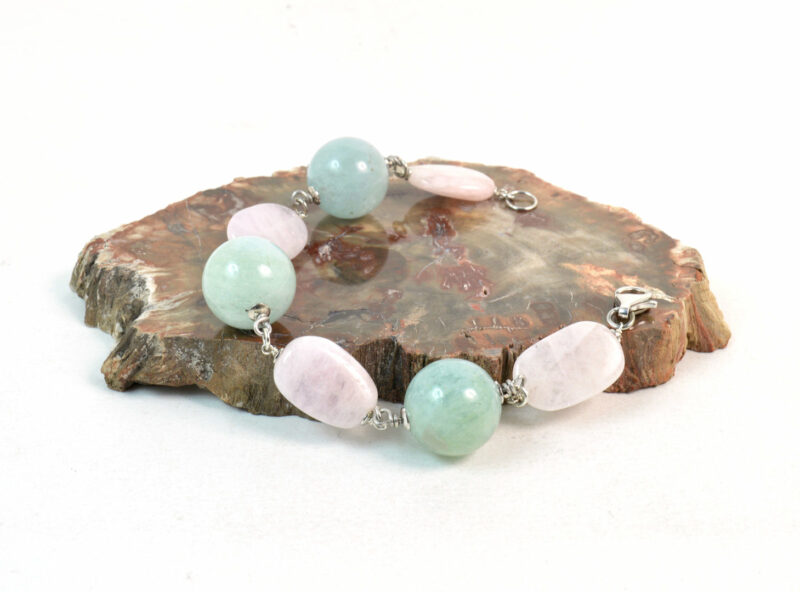 Bracciale in Acquamarina e Morganite con chiusura in Argento 925