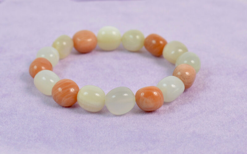 Bracciale Elasticizzato in Pietra di Luna Multicolor