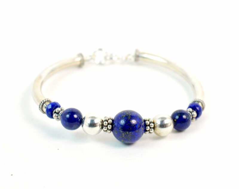Bracciale Semirigido in Argento 925 e Lapislazzuli