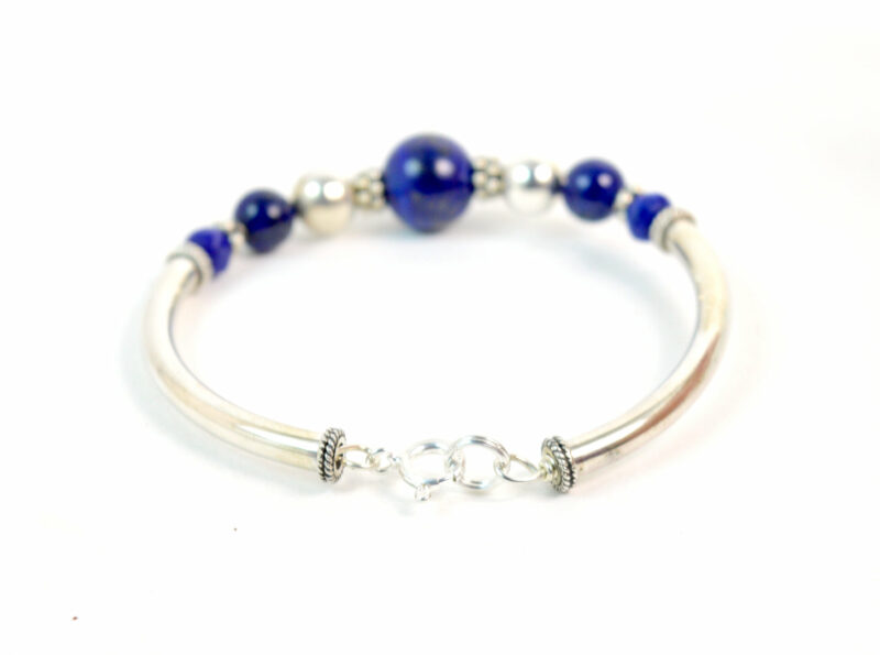 Bracciale Semirigido in Argento 925 e Lapislazzuli - immagine 3