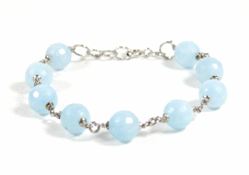 Bracciale in Acquamarina con catena e chiusura in Argento 925