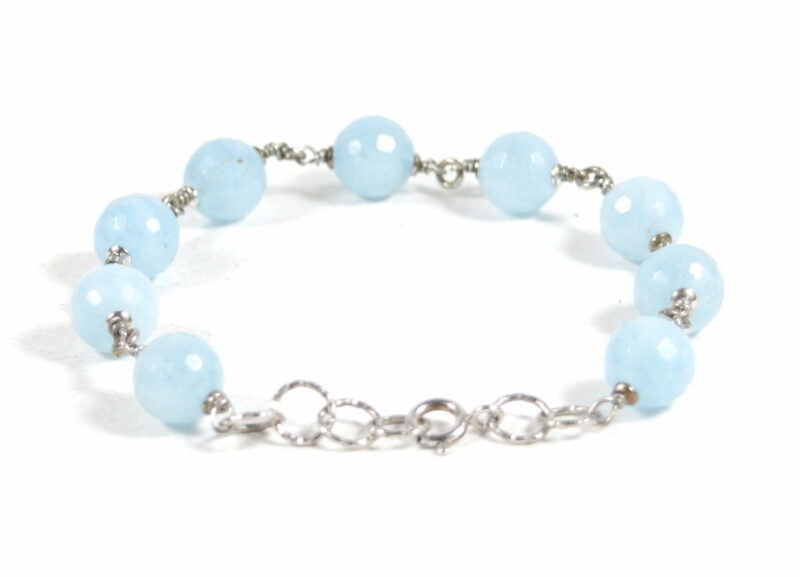 Bracciale in Acquamarina con catena e chiusura in Argento 925 - immagine 2