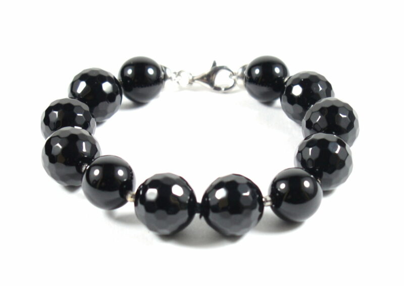 Bracciale in Onice con Intercalari e Chiusura in Argento 925