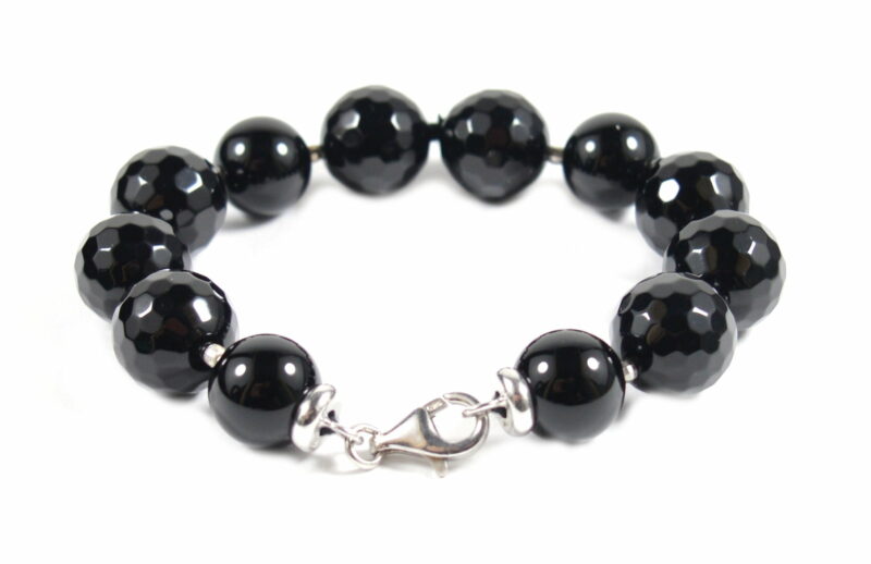 Bracciale in Onice con Intercalari e Chiusura in Argento 925 - immagine 2