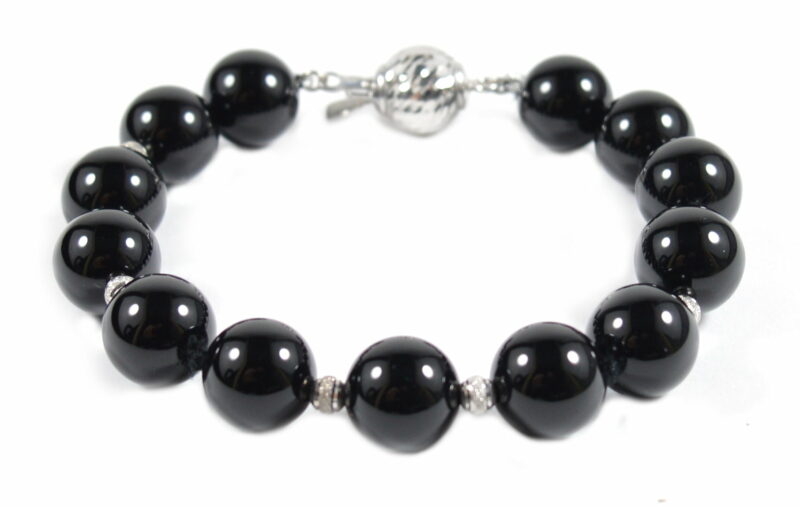 Bracciale in Onice con Intercalari e chiusura in Argento 925
