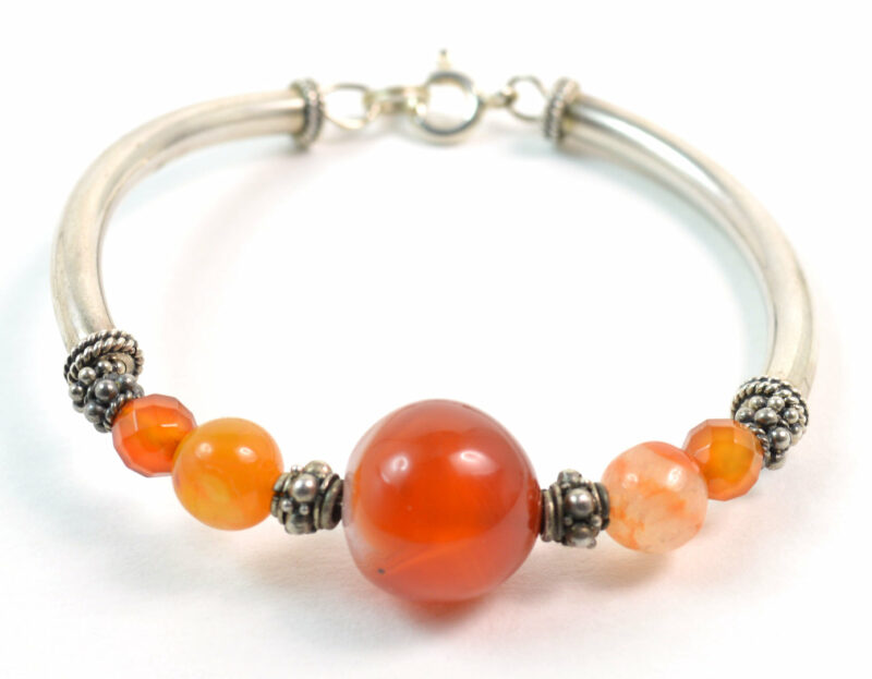 Bracciale Semirigido in Argento 925 e Corniola
