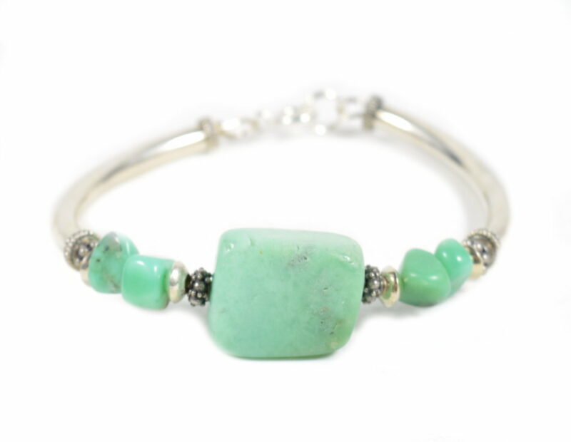 Bracciale Semirigido in Argento 925 e Crisoprasio - immagine 2