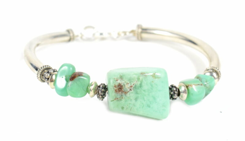 Bracciale Semirigido in Argento 925 e Crisoprasio - immagine 3
