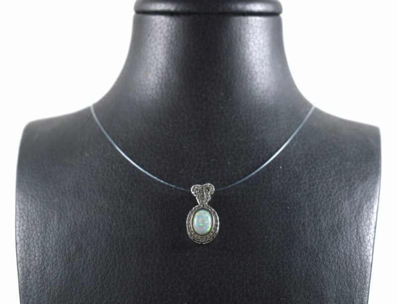 Ciondolo in Opale Nobile, Cubic Zirconia e Argento 925